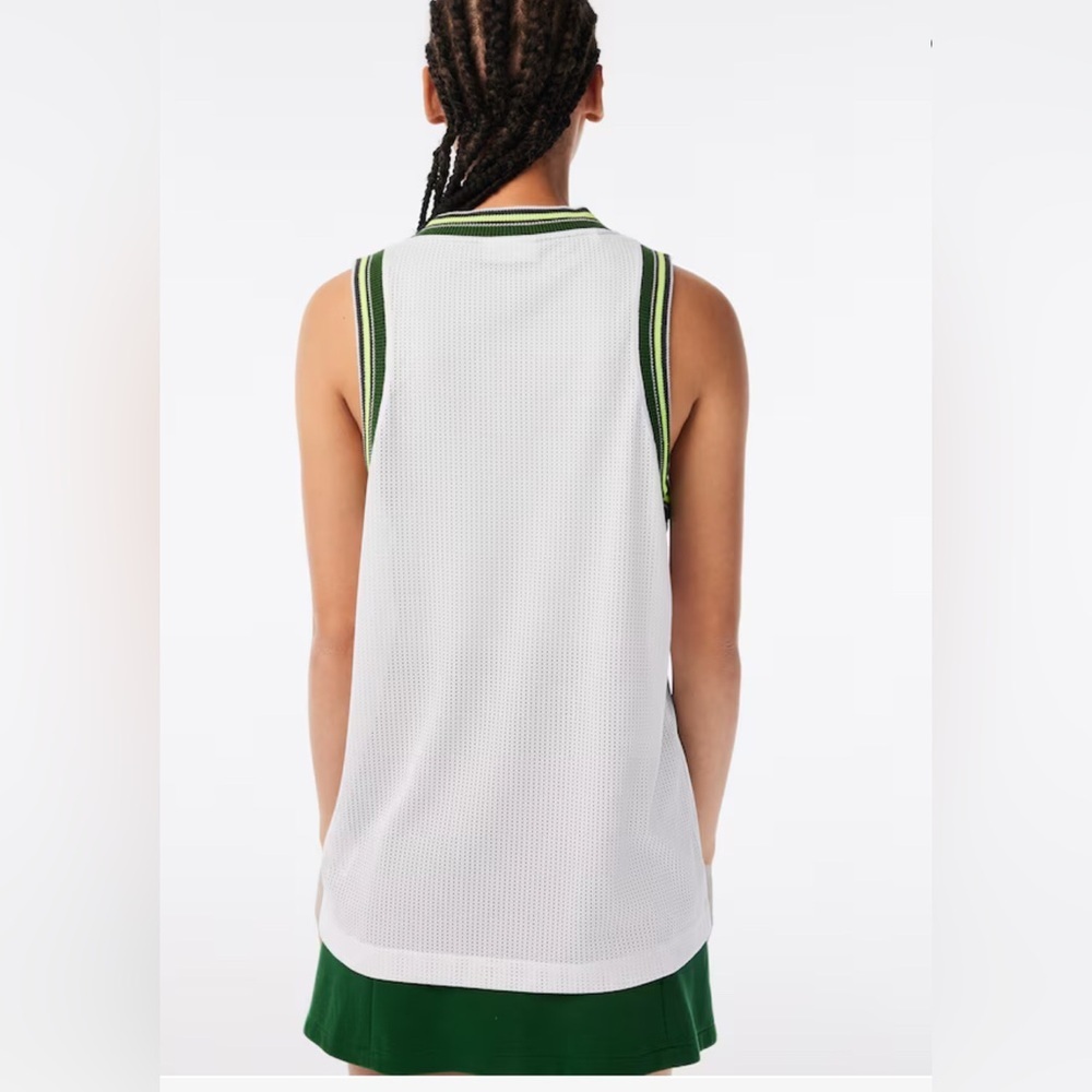 Lacoste Women’s Mesh V-Neck Tank Top | Size 42 (L) | NWT - Picture 3 of 15